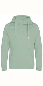 Cosy Cross Neck Hoodie in Dusty Green