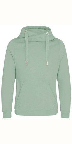 Cosy Cross Neck Hoodie in Dusty Green