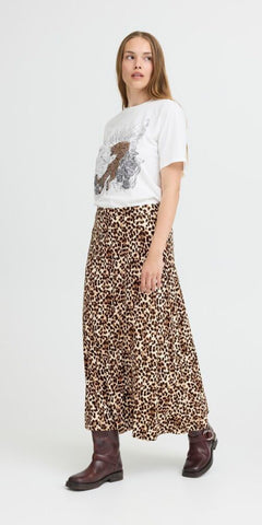 PULZ CHARLOTTE Skirt in Brown Animal Print