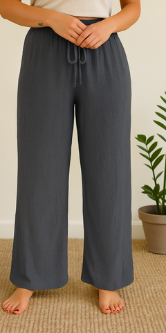 Crinkle Cotton Stretch Trousers