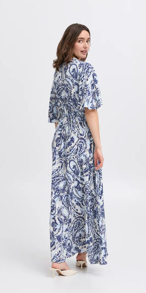b young JOELLA V Neck Maxi Dress in Blue Paisley