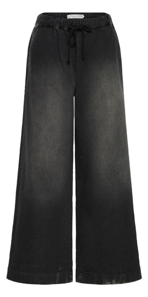PULZ RAVEN High Waist Pants in Black Denim