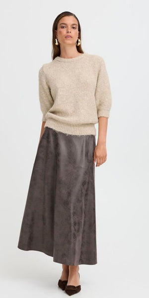 b young DIMION Skirt in Brown Vegan Leather