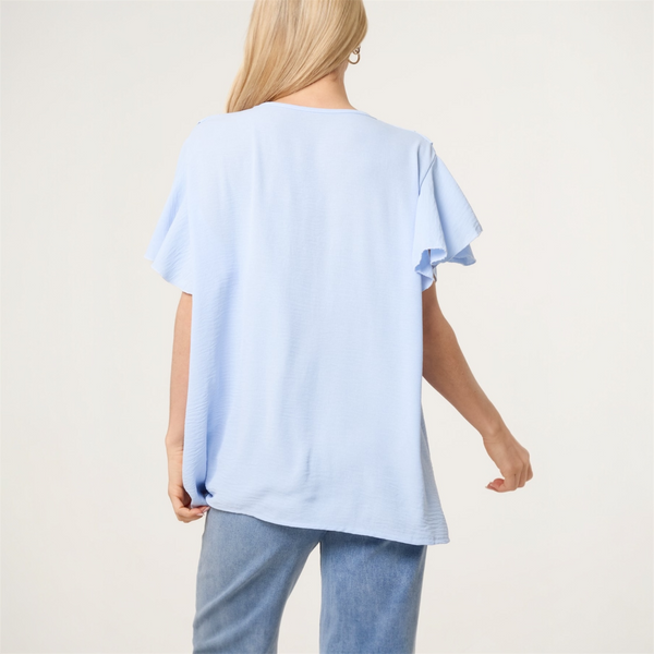 Ruffle Neck Frill Sleeve Blouse (various colours) - TheSecretCloset.Boutique