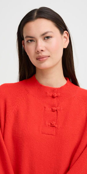 ICHI DASILA Long Sleeve Knit in Fiery Red