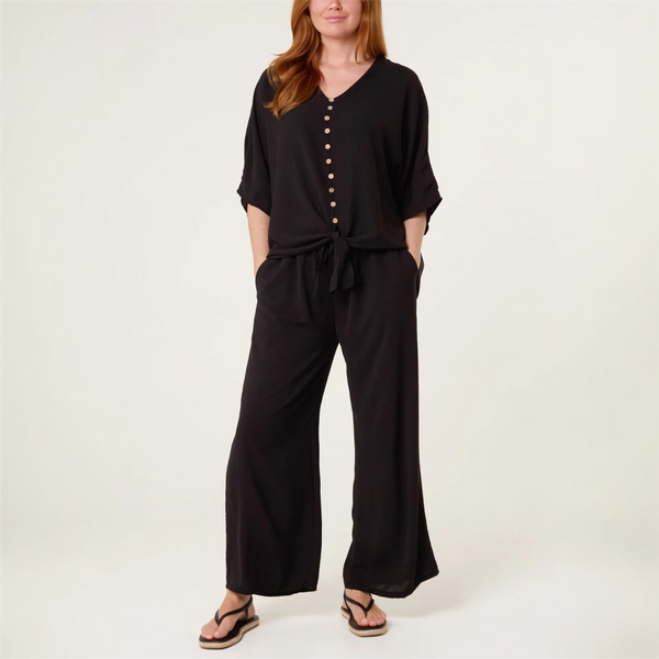Button Up Tie Front Top & Trousers Set (various colours) - TheSecretCloset.Boutique