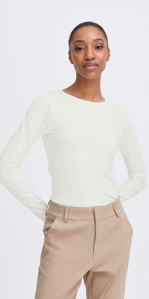 b young PAMILA Long Sleeve T Shirt in Off White