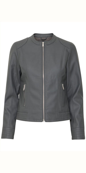 b young Acom Leather Look Biker in Asphalt