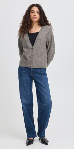 ICHI DASILA Cardigan in Dark Grey Melange