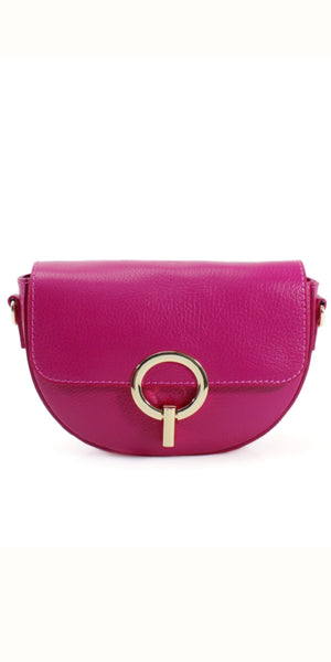 Leather Metal Clasp Crossbody