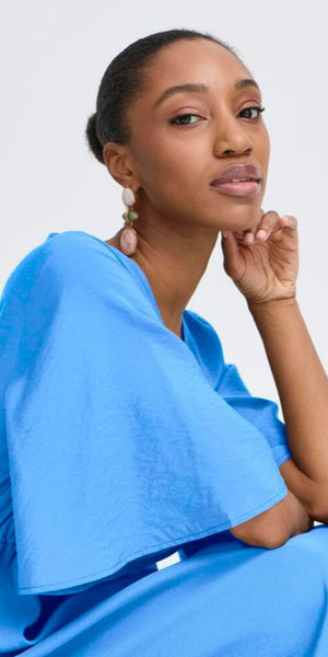 b young HAILEY V Neck Maxi Dress in Palace Blue