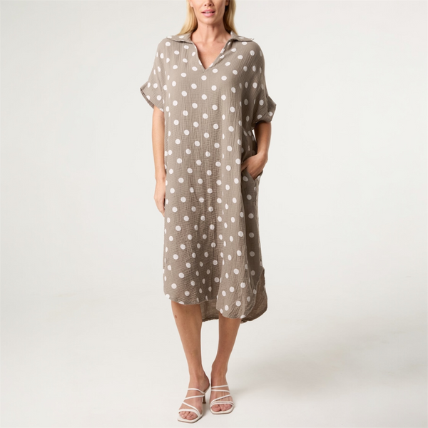 Cotton Polka Dot Collared Dress (various colours) - TheSecretCloset.Boutique