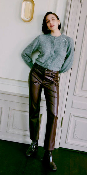 b young OMEA Rhinestone Cardigan