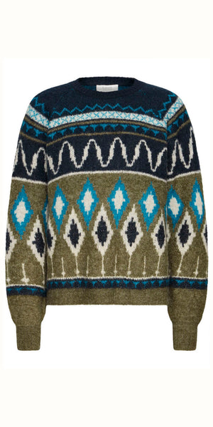 b young NAFTA Jacquard Jumper in Navy Blazer