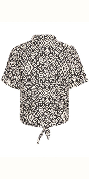 ICHI LINNO Shirt in Black Diamond Ikat
