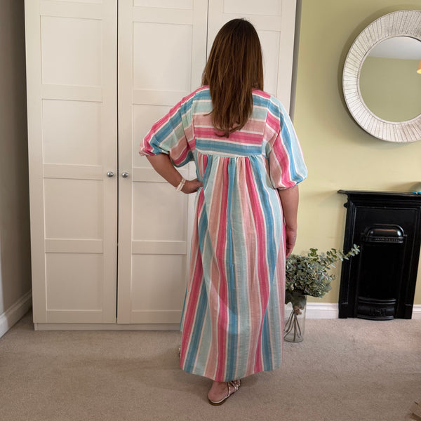 Cotton Stripe Dress in Blue - TheSecretCloset.Boutique