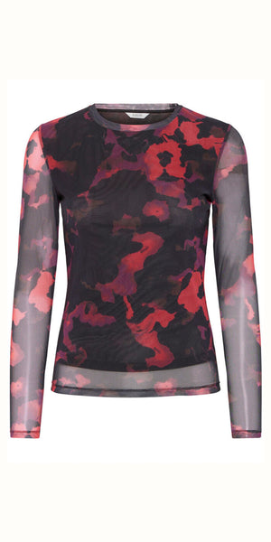 b young PALOMA Mesh Top in Barbados Red Blur