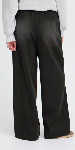 PULZ RAVEN High Waist Pants in Black Denim