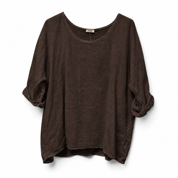 Cotton Roll Sleeve Top (various colours)