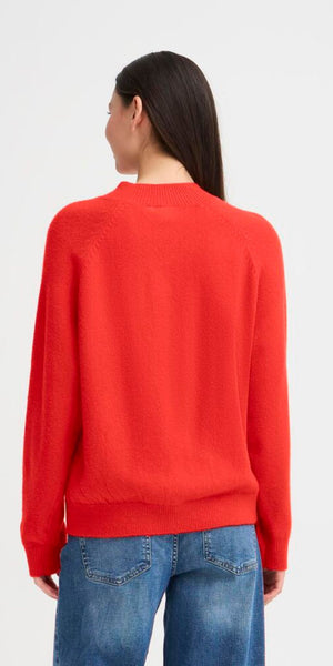 ICHI DASILA Long Sleeve Knit in Fiery Red