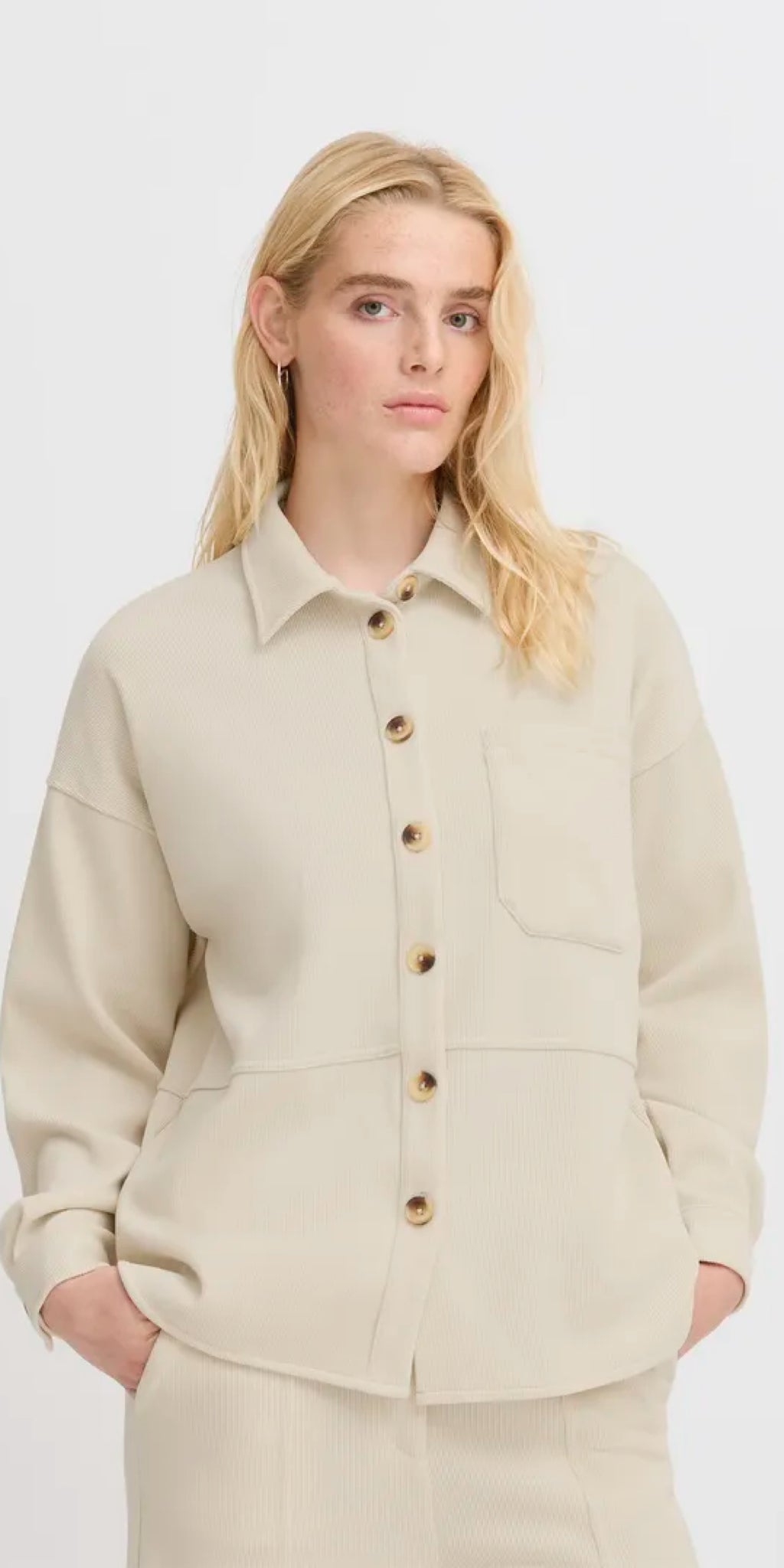 ICHI KATE Corduroy Shirt in Almond Milk