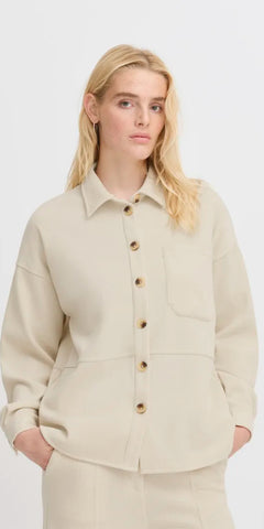 ICHI KATE Corduroy Shirt in Almond Milk