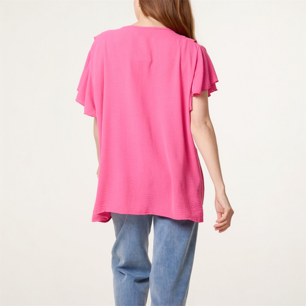 Ruffle Neck Frill Sleeve Blouse (various colours) - TheSecretCloset.Boutique