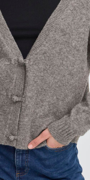 ICHI DASILA Cardigan in Dark Grey Melange