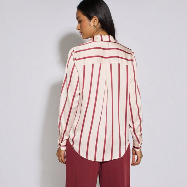 Burgundy Stripe Oversized Shirt