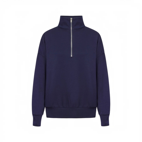 BORN NOULI Supersoft Half Zip Sweatshirt in Deep Navy