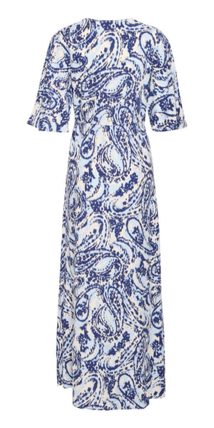 b young JOELLA V Neck Maxi Dress in Blue Paisley