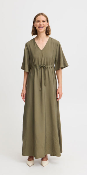 b young HAILEY V Neck Maxi Dress in Kalamata