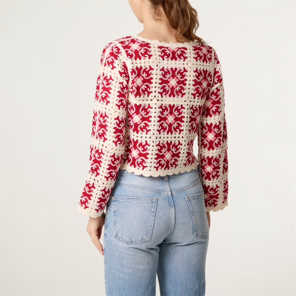 Scalloped Crochet Top in Red - TheSecretCloset.Boutique