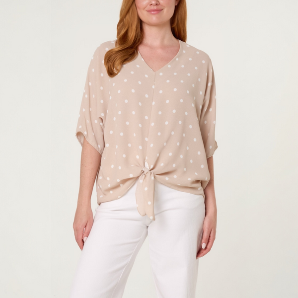 Polka Dot Tie Front Top (various colours)