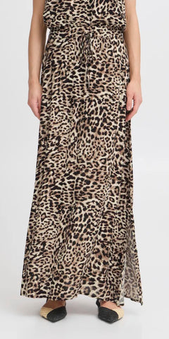 b young JOELLA Maxi Skirt in Birch Leopard