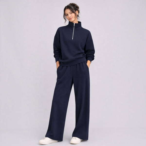 BORN NOULI Supersoft Half Zip Sweatshirt in Deep Navy
