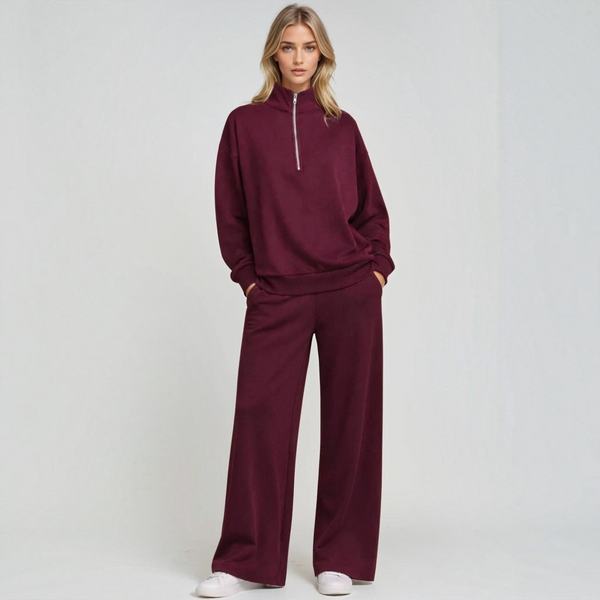 BORN NOULI Supersoft Wide Leg Sweatpant in Black Cherry