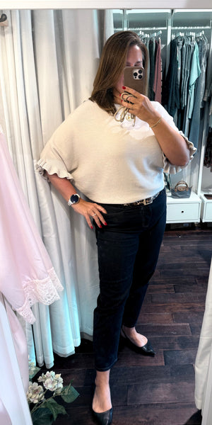 Frill Sleeve Soft Knit