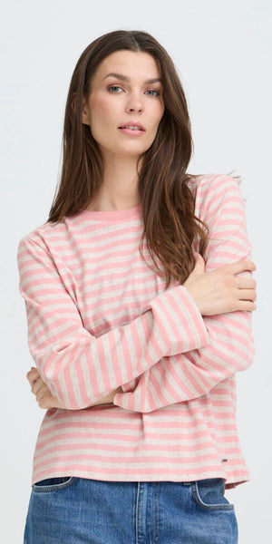 PULZ ARLO T Shirt in Pink Stripe