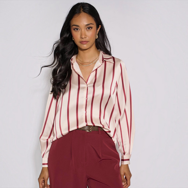 Burgundy Stripe Oversized Shirt