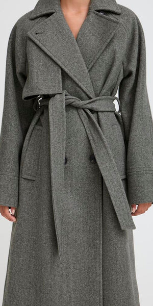 b young CILIA Coat in Mid Grey Melange