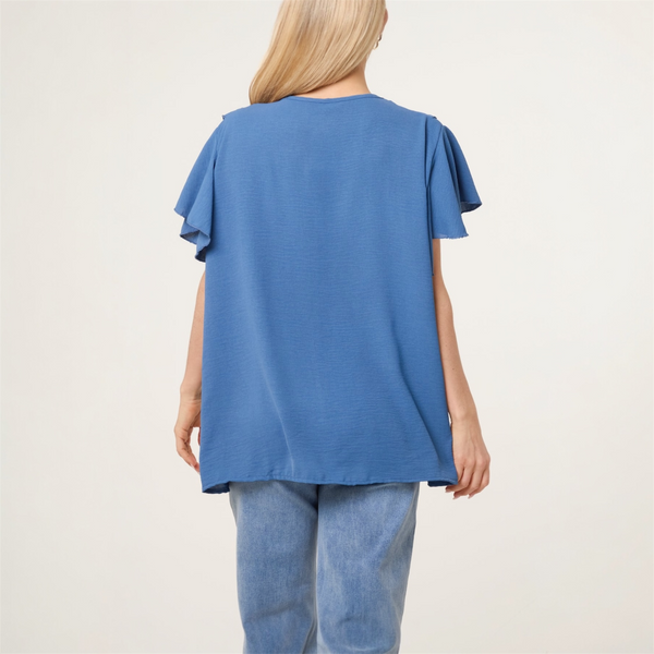 Ruffle Neck Frill Sleeve Blouse (various colours) - TheSecretCloset.Boutique