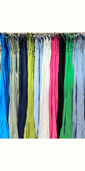 Plain Shirred Summer Dress