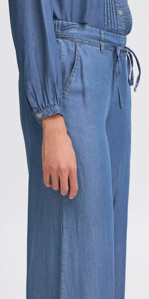 b young KOSMO Wide Pants in Mid Blue Denim