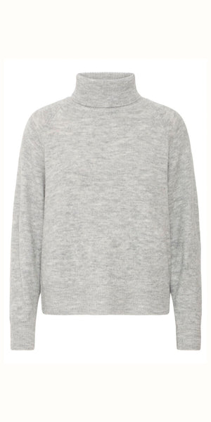 b young MONNA Roll Neck in Mid Grey Melange