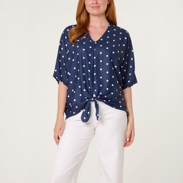 Polka Dot Tie Front Top (various colours)