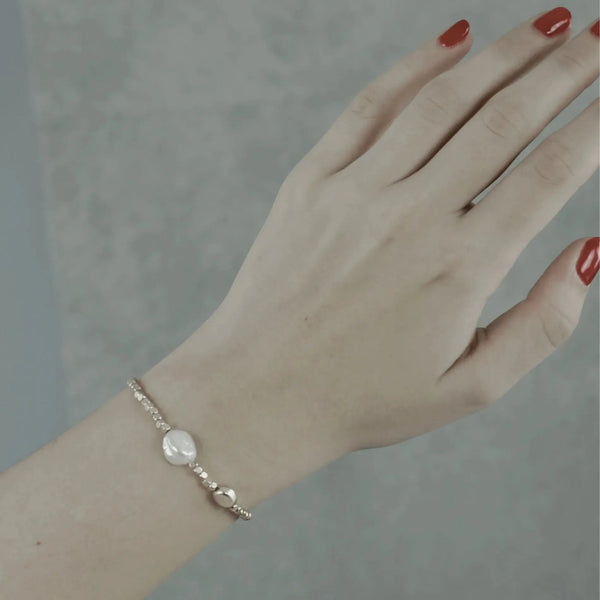 AUDREY Pearl Bracelet in Silver - TheSecretCloset.Boutique