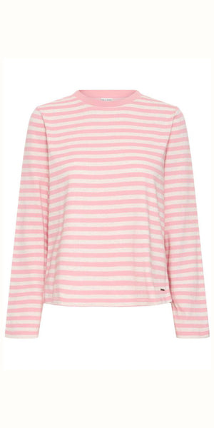 PULZ ARLO T Shirt in Pink Stripe