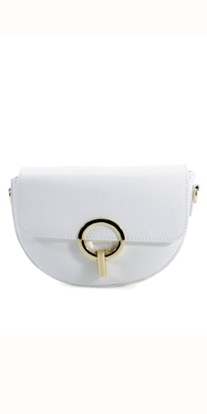 Leather Metal Clasp Crossbody