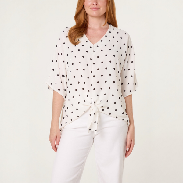 Polka Dot Tie Front Top (various colours)